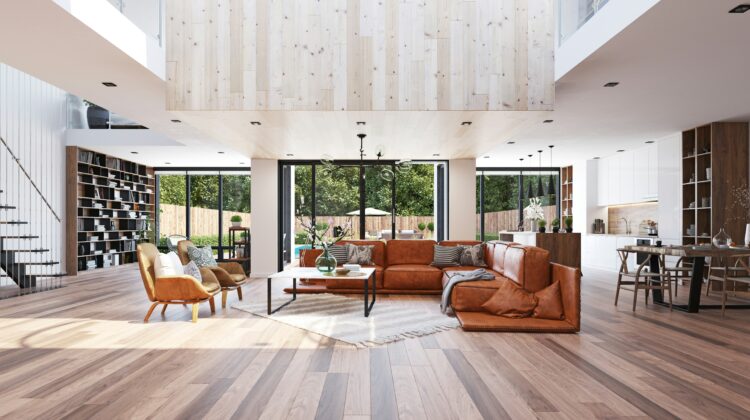 Spacious living room with luxury vinyl planks