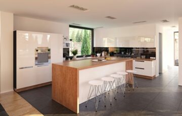 Modern kitchen with large format tiles in Anchorage, AK